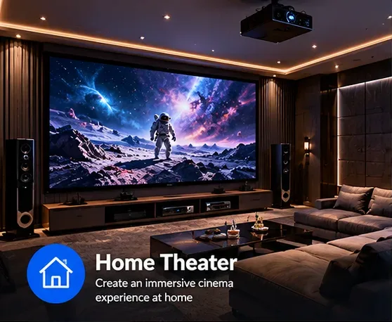 dark home theater projector room