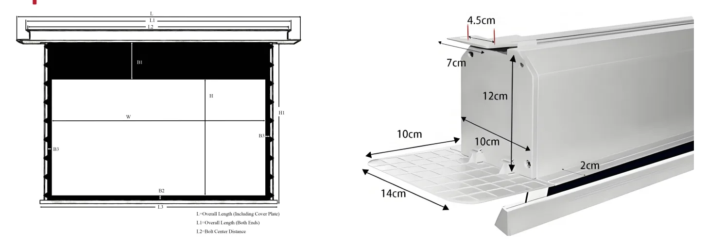 Ceiling Recessed screen drawing