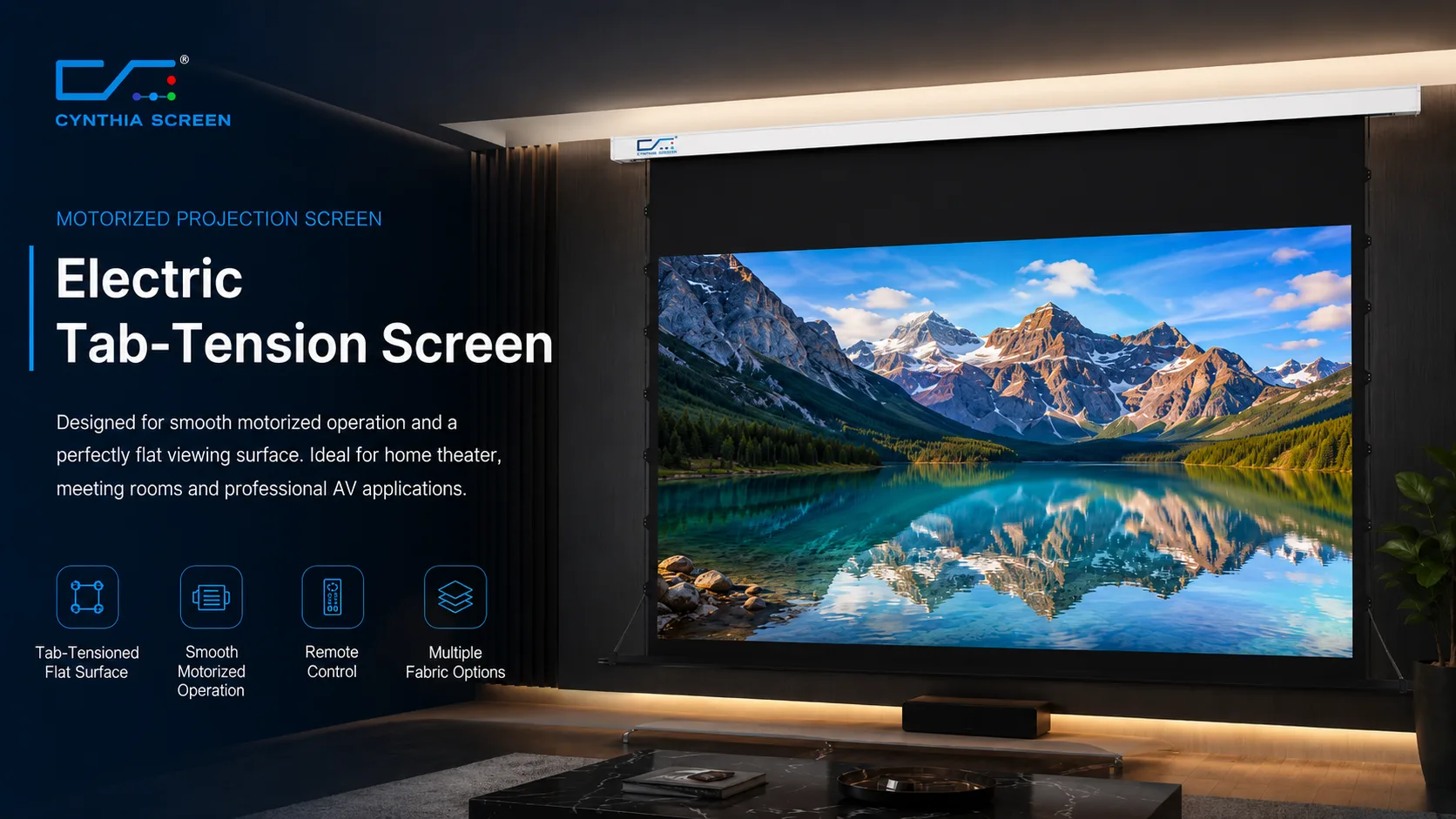 Electric tab-tension screen banner